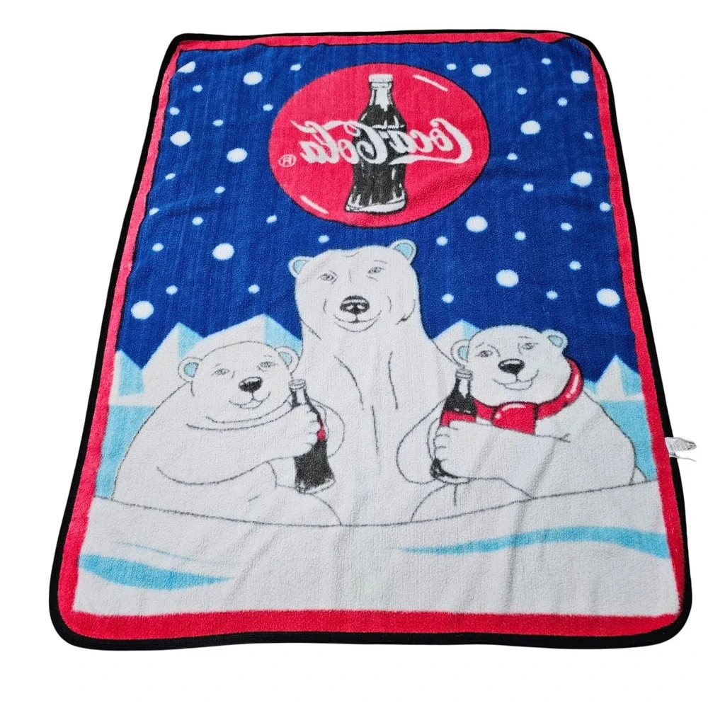 Vintage 1997 Coca-Cola Fleece Throw Blanket 45.5